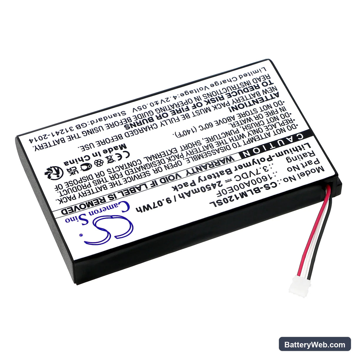 Bosch GLM120C Replacement Battery, 3.7V, 2450mAh, Li-Polymer 2
