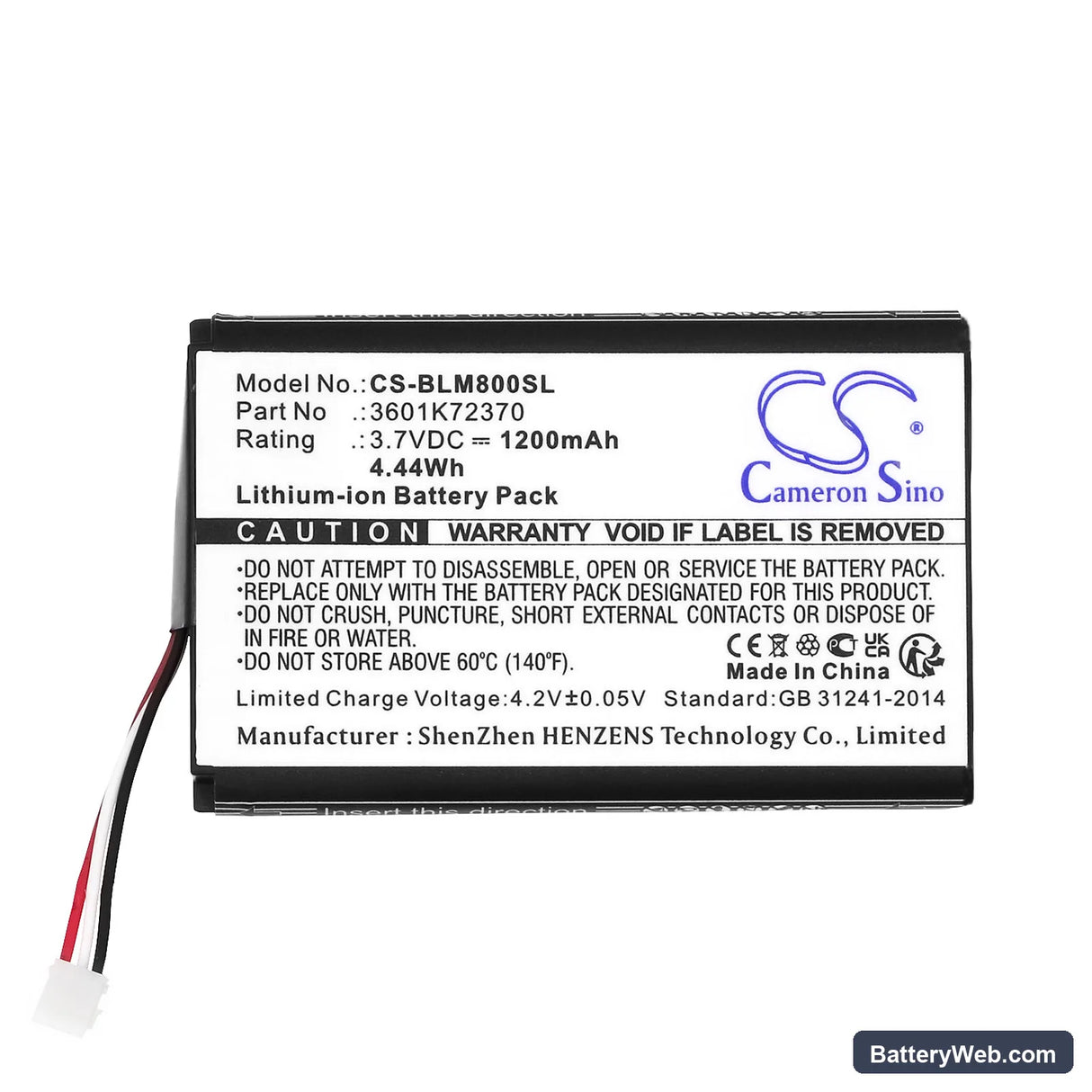 Bosch GLM 100 Replacement Battery, 3.7V, 1200mAh, Li-ion 3