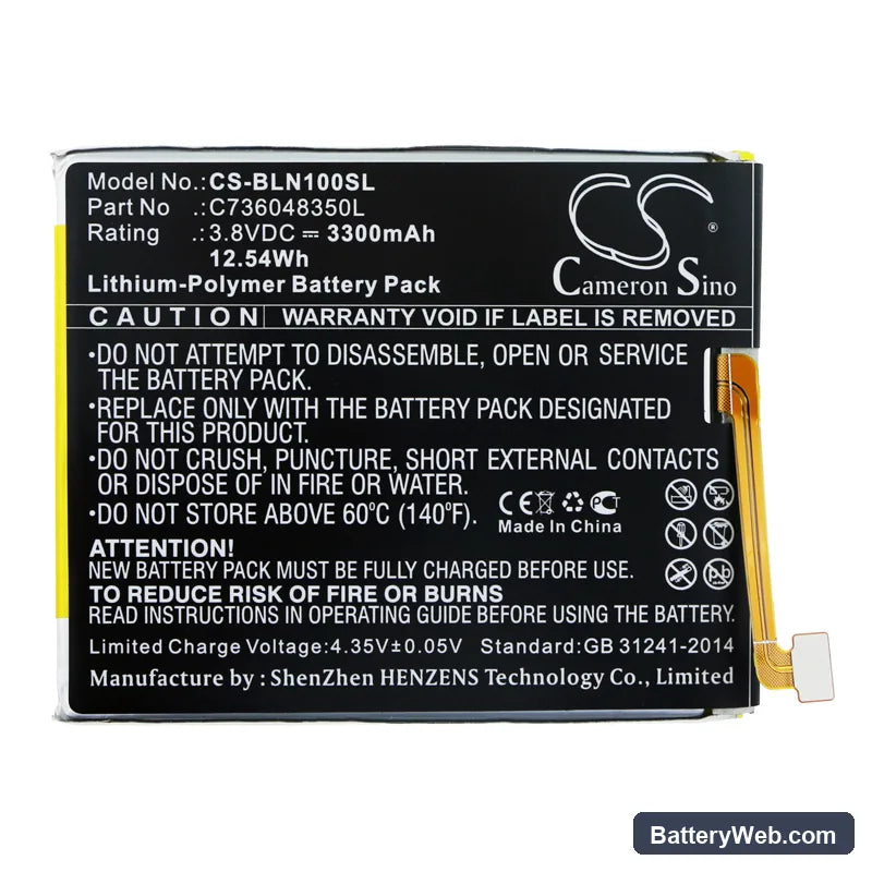 BLU BOLD N1 Replacement Battery, 3.8V, 3300mAh, Li-Polymer 3