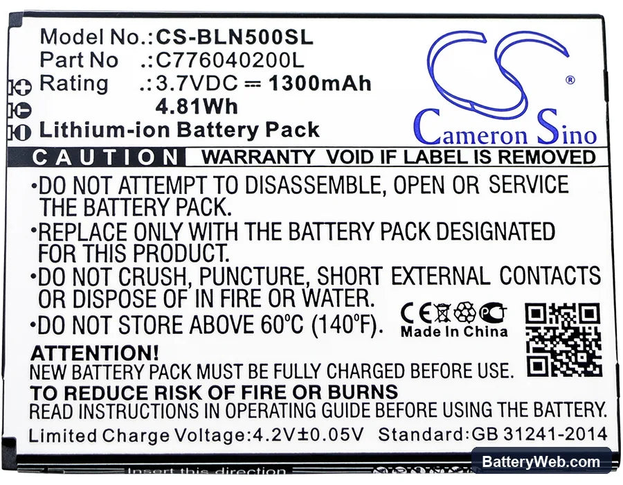 BLU Neo 5.0 Replacement Battery, 3.7V, 1300mAh, Li-ion 5