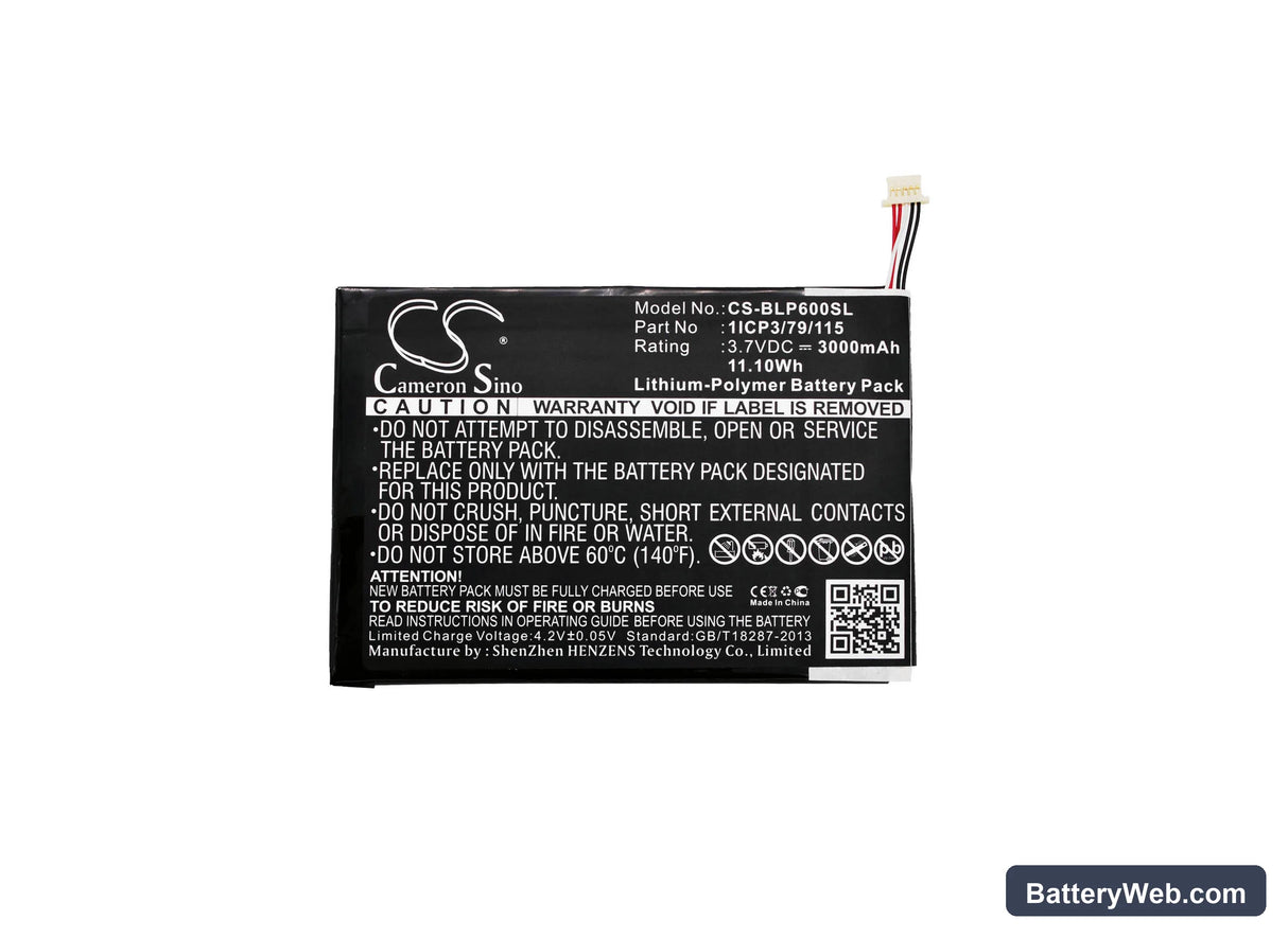 BLU TouchBook 7.0 Pro Replacement Battery, 3.7V, 3000mAh, Li-Polymer 5