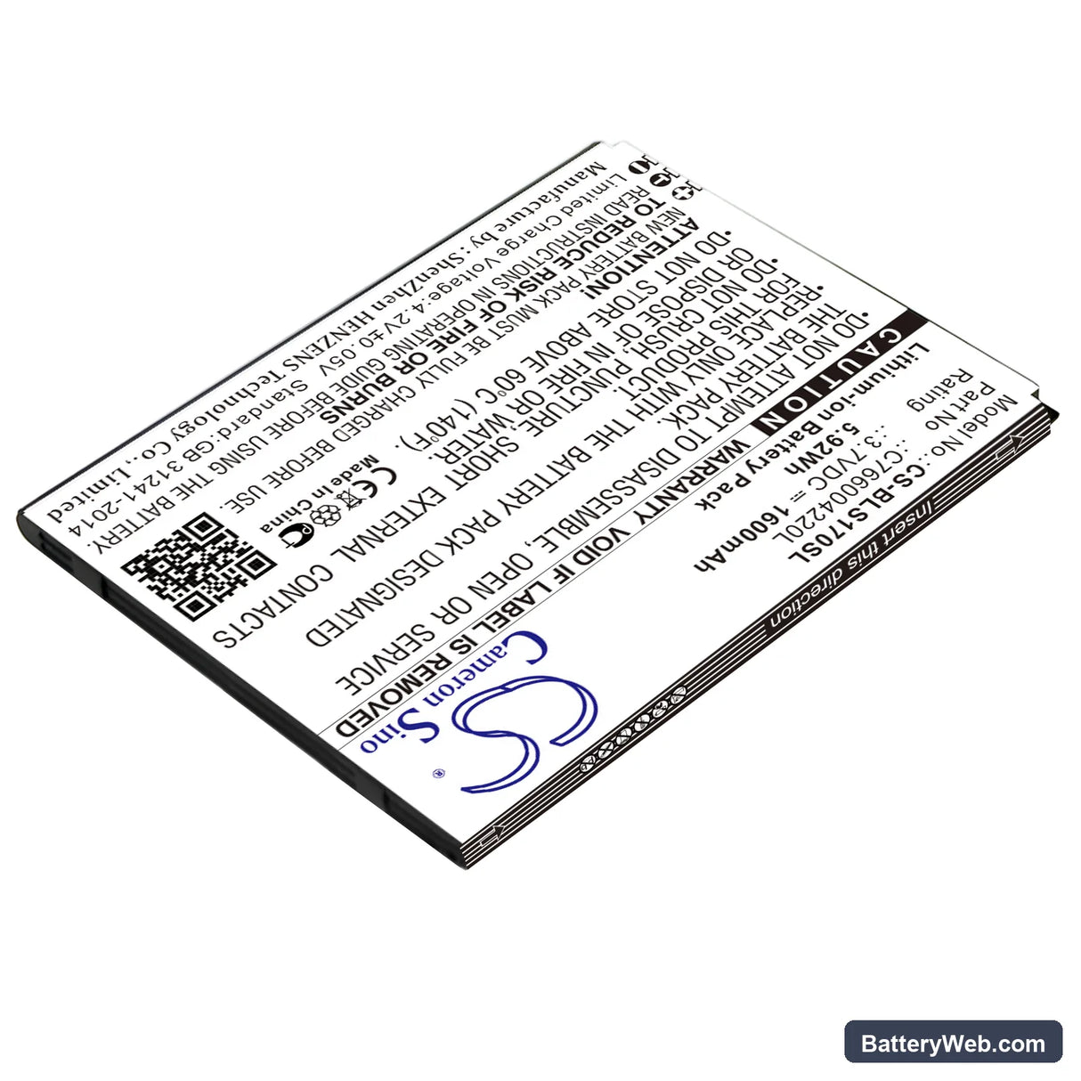 BLU Studio G HD Replacement Battery, 3.7V, 1600mAh, Li-ion 2