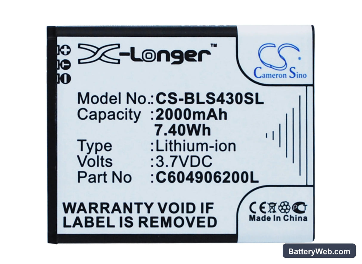 BLU Sport 4.5 Replacement Battery, 3.7V, 2000mAh, Li-ion 1