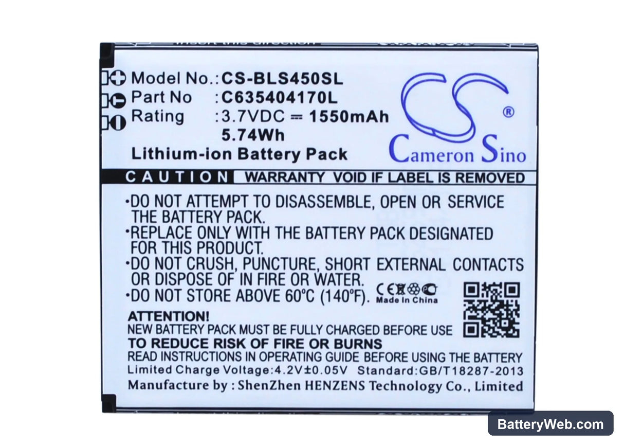 BLU Star 4.5 Replacement Battery, 3.7V, 1550mAh, Li-ion 5