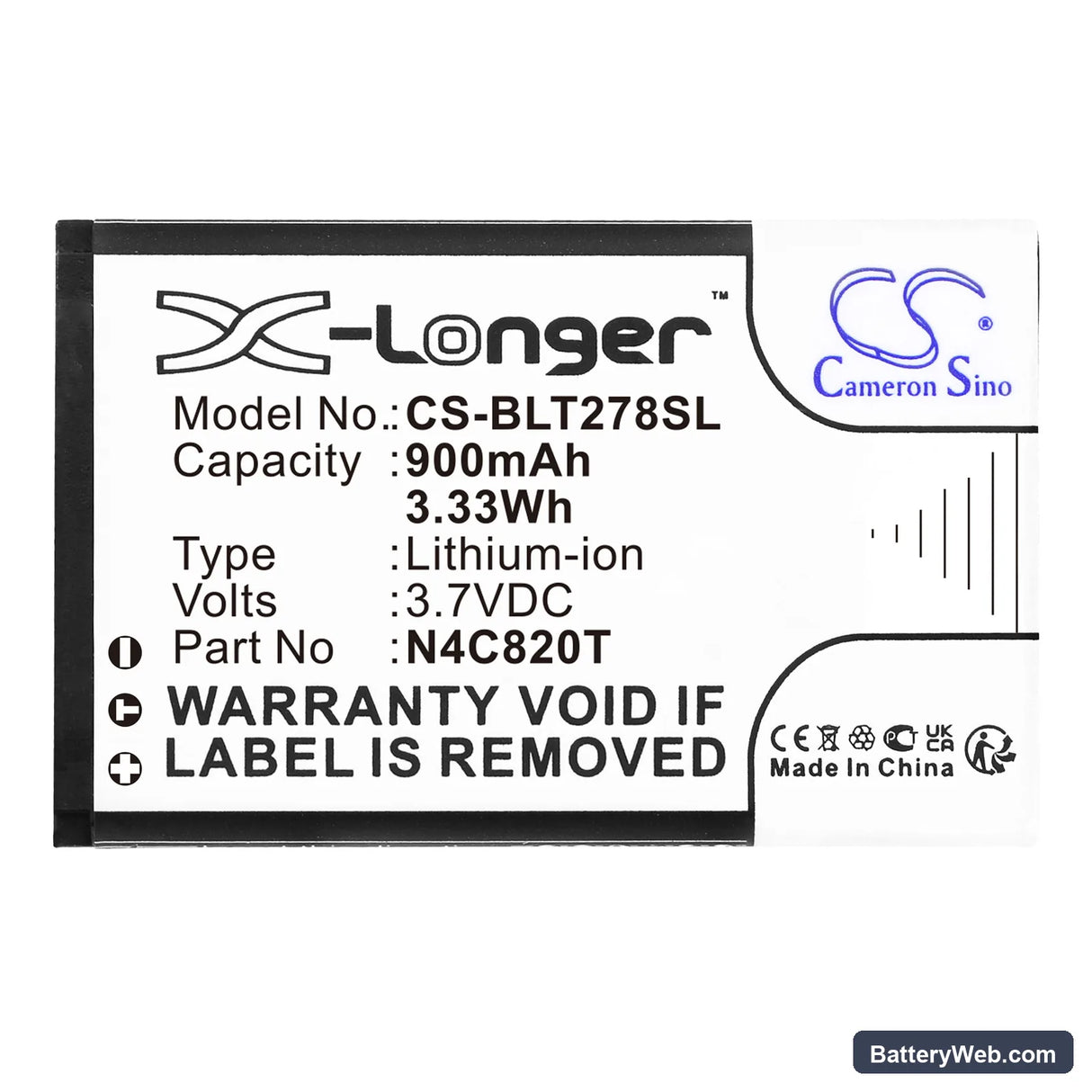 BLU Aria Replacement Battery, 3.7V, 900mAh, Li-ion 3