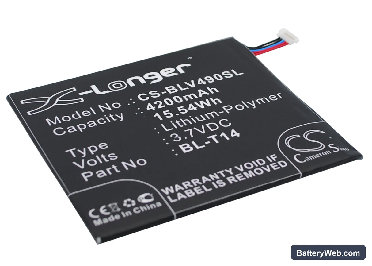 LG G Pad 8.0 Replacement Battery, 3.7V, 4200mAh, Li-Polymer 2