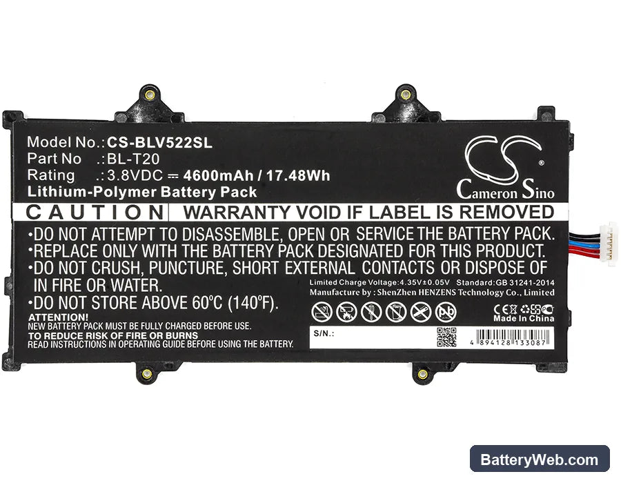 LG G Pad X 8.0 Replacement Battery, 3.8V, 4600mAh, Li-Polymer 3