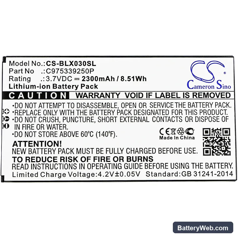 BLU Dash X Plus LTE Replacement Battery, 3.7V, 2300mAh, Li-ion 3