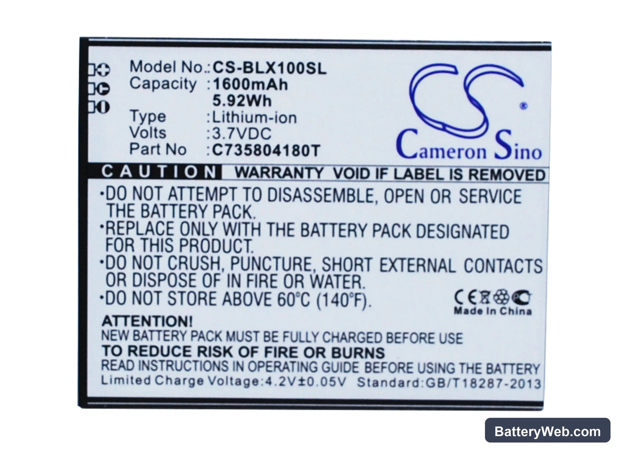 BLU Life Play Replacement Battery, 3.7V, 1600mAh, Li-ion 1