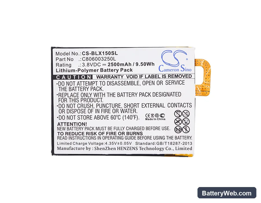 BLU Win HD 5.5" Replacement Battery, 3.8V, 2500mAh, Li-Polymer 5