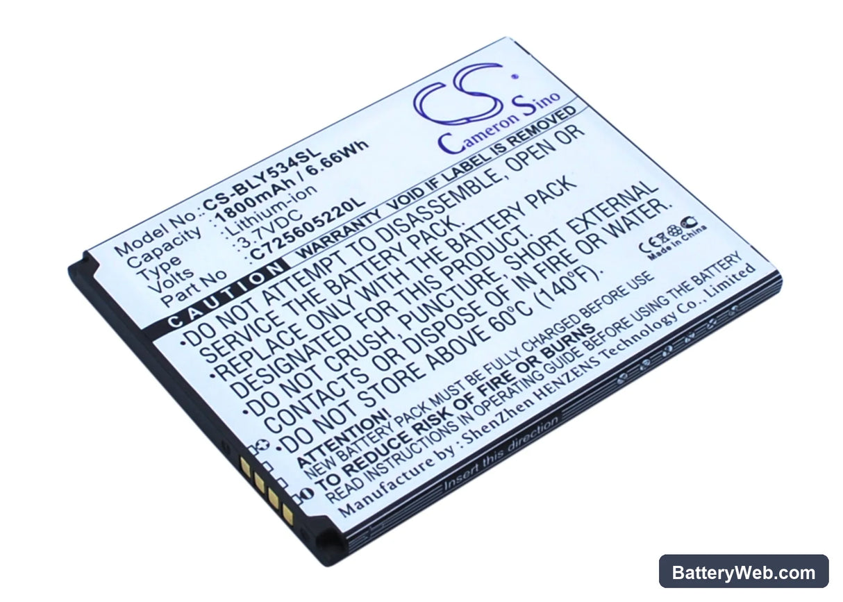 BLU Studio 5.0 HD Replacement Battery, 3.7V, 1800mAh, Li-ion 1