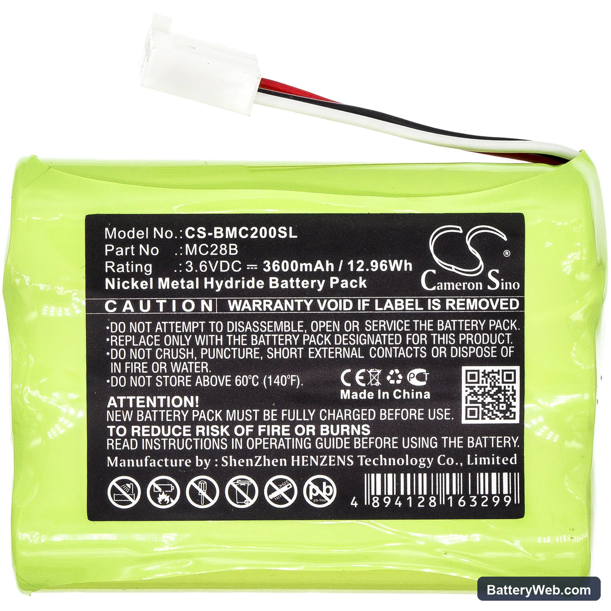 Beamex MC2-TE Replacement Battery, 3.6V, 3600mAh, Ni-MH 3