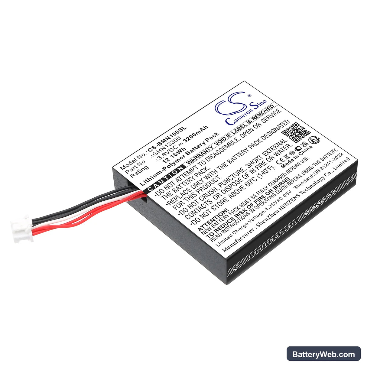 BMW motorrad N1 Replacement Battery, 3.8V, 3200mAh, Li-Polymer 1