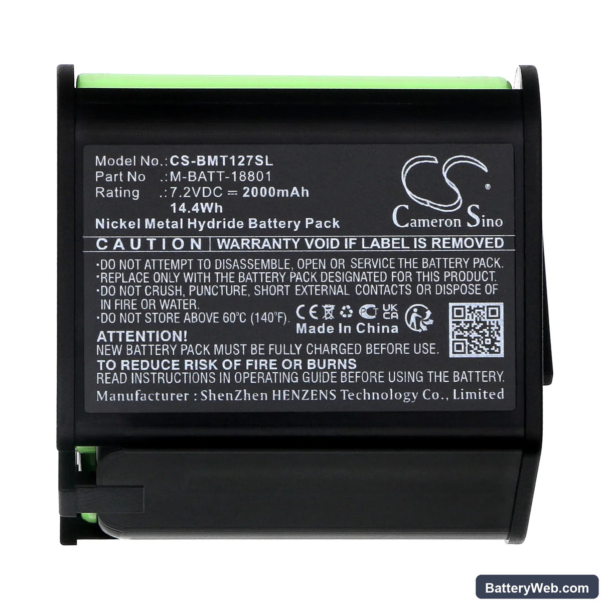 Brady TLS PC Link Replacement Battery, 7.2V, 2000mAh, Ni-MH 5