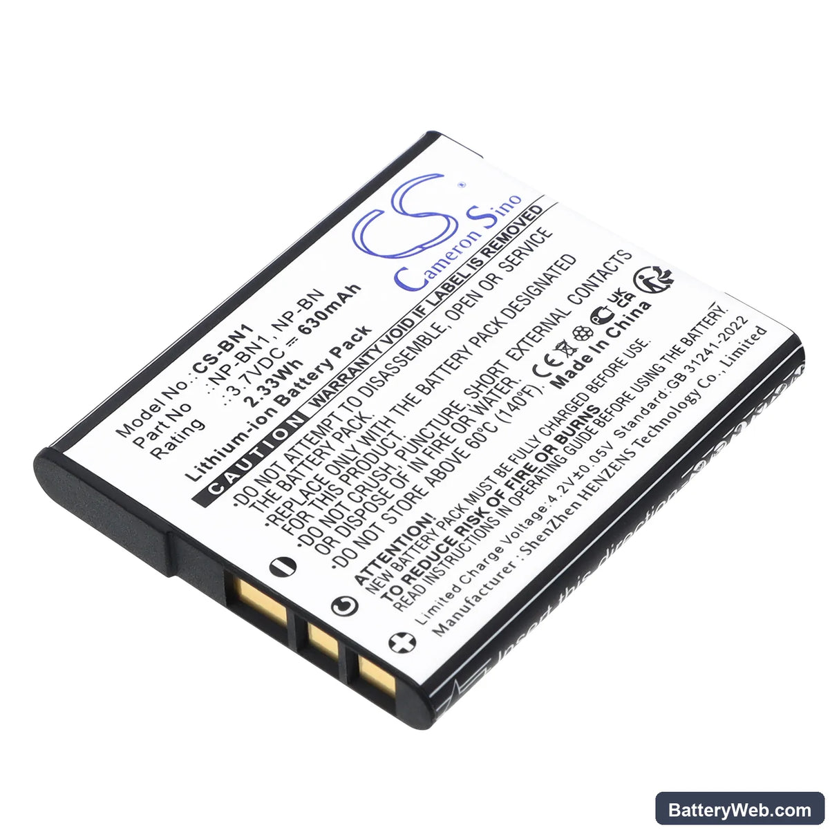 Sony _x000D_ Replacement Battery, 3.7V, 630mAh, Li-ion 1