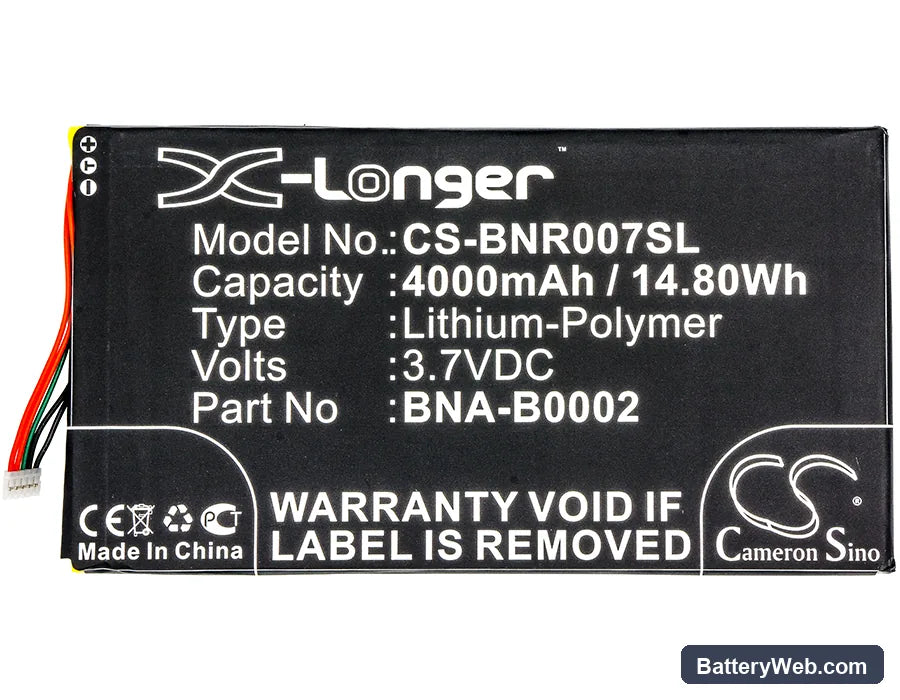 Barnes & Noble NOOK HD 7 tablet Replacement Battery, 3.7V, 4000mAh, Li-Polymer 5
