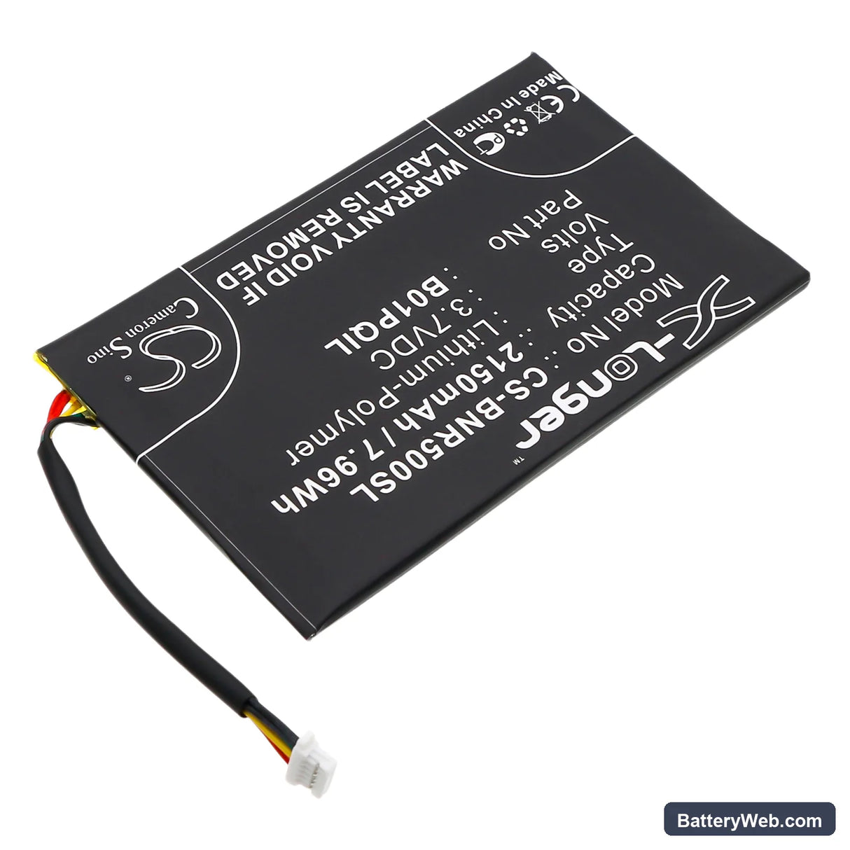 Barnes & Noble Nook Glowlight Replacement Battery, 3.7V, 2150mAh, Li-Polymer 2