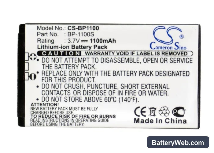 Kyocera U4R Replacement Battery, 3.7V, 1100mAh, Li-ion 5