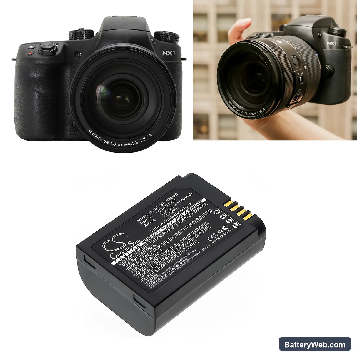 Samsung NX1 Replacement Battery, 7.2V, 1600mAh, Li-ion 6