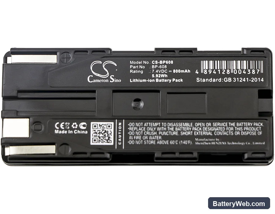Canon C2 Replacement Battery, 7.4V, 800mAh, Li-ion 3