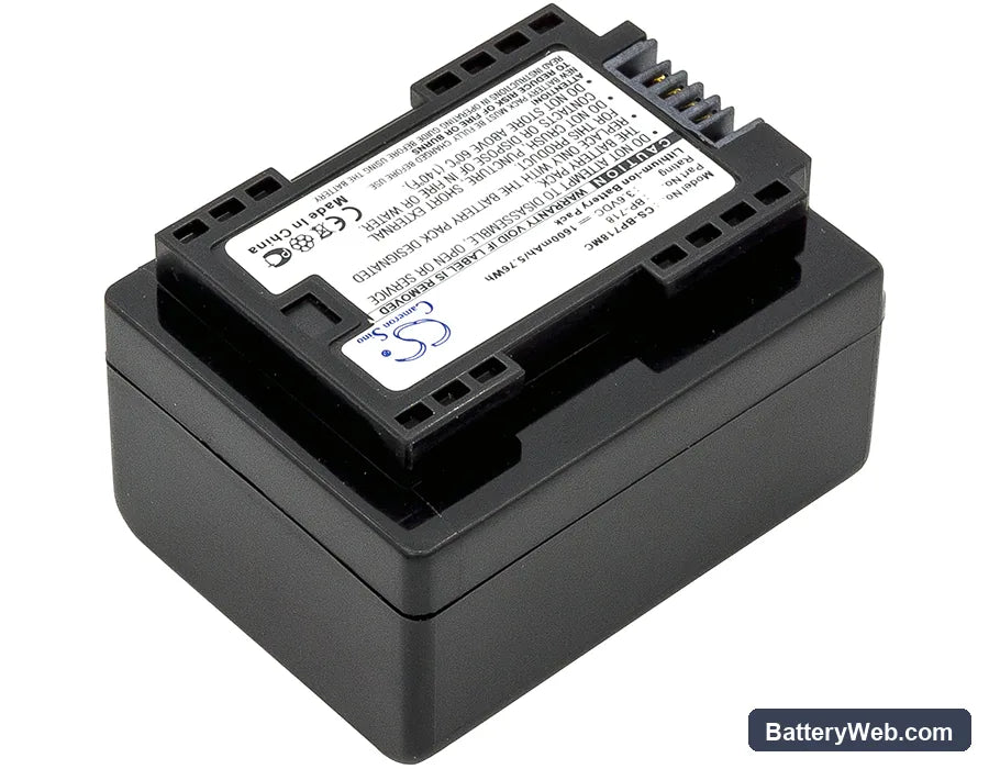 Canon VIXIA HF M52 Replacement Battery, 3.6V, 1600mAh, Li-ion 2