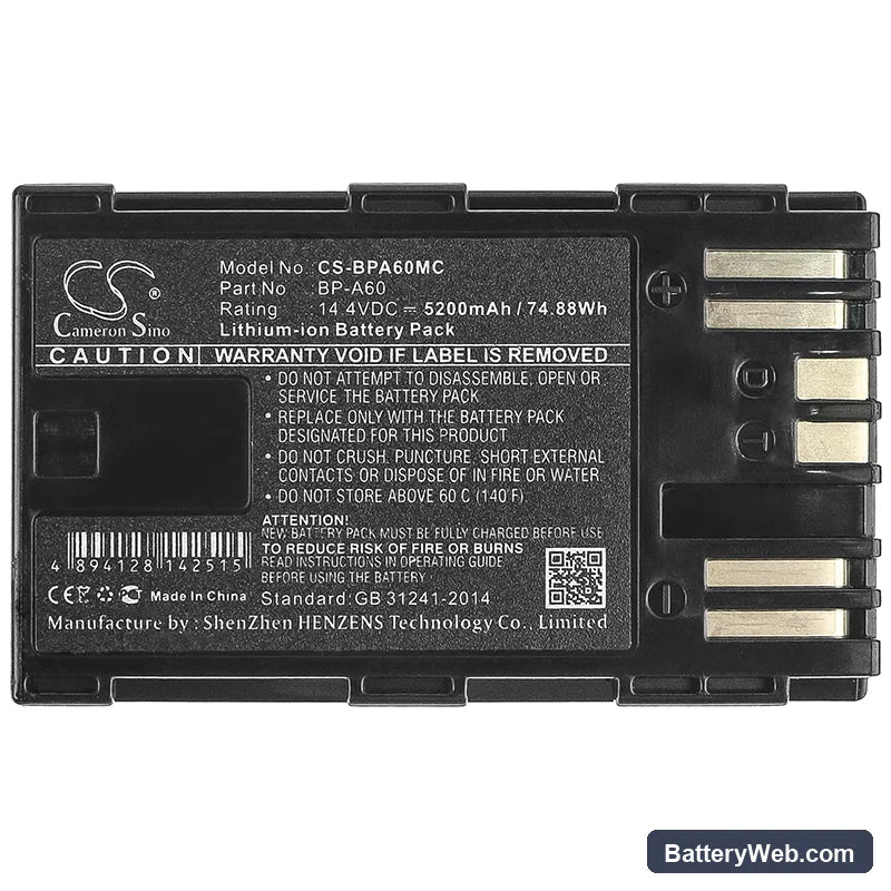 Canon CA-CP200L Replacement Battery, 14.4V, 5200mAh, Li-ion 5