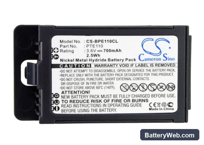 SpectraLink BPE110 Replacement Battery, 3.6V, 700mAh, Ni-MH 5