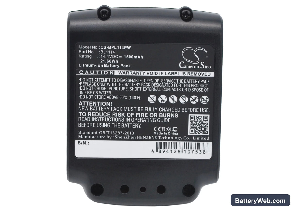 Black & Decker ASL146BT12A Replacement Battery, 14.4V, 1500mAh, Li-ion 1