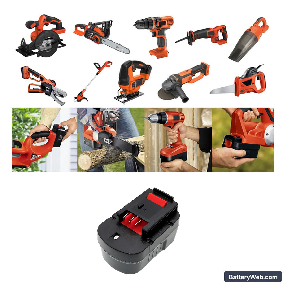 Black & Decker BDG14SF-2 Replacement Battery, 14.4V, 3000mAh, Ni-MH 6