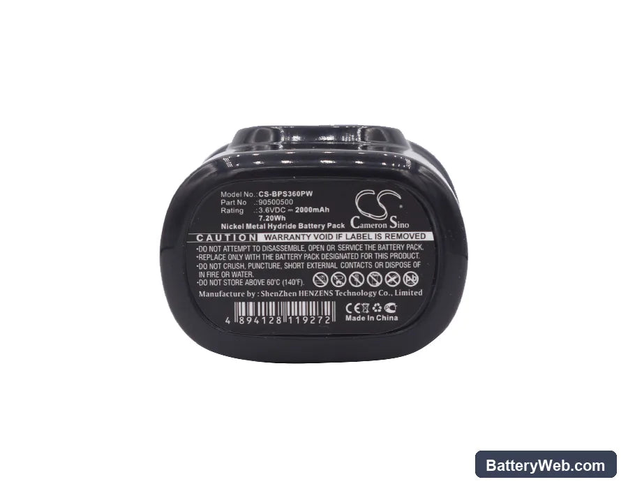 Black & Decker FS360 Replacement Battery, 3.6V, 2000mAh, Ni-MH 5
