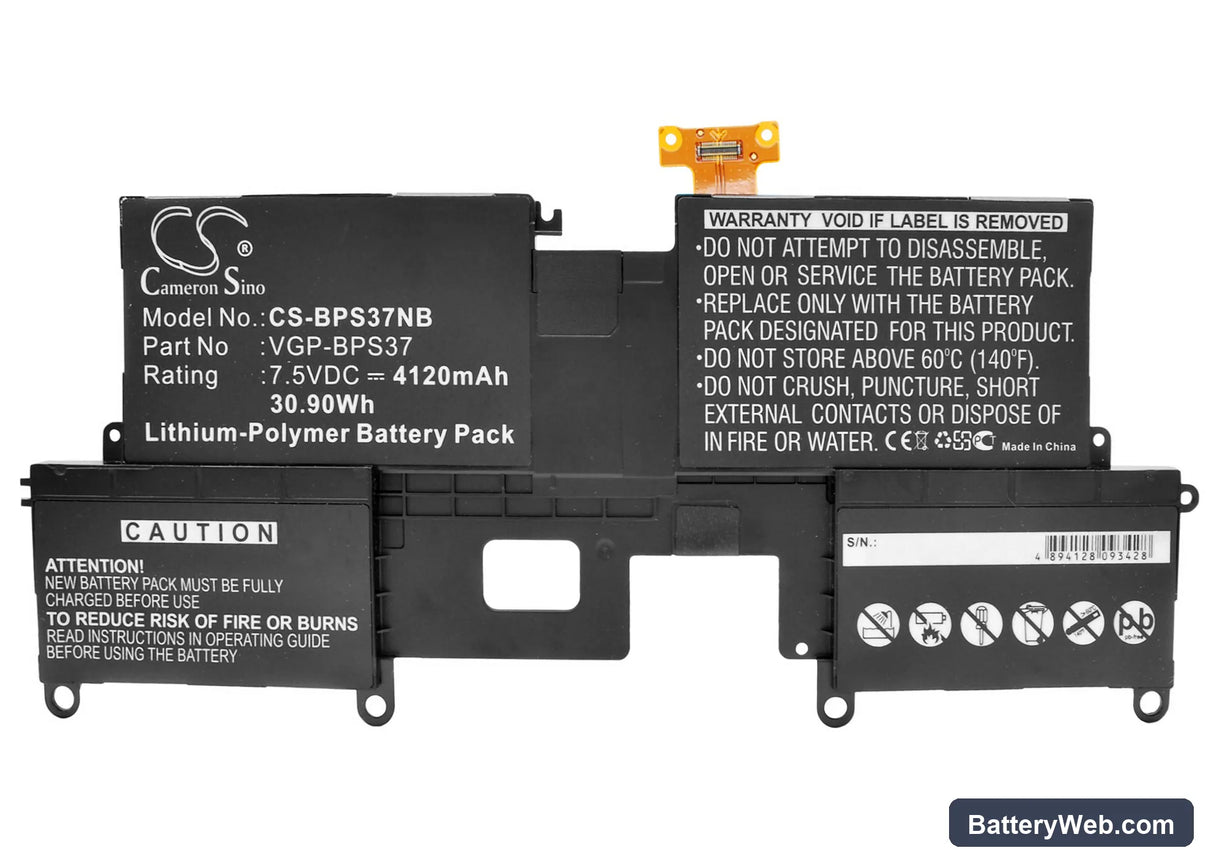 Sony VAIO Pro 11 Replacement Battery, 7.5V, 4120mAh, Li-Polymer 5