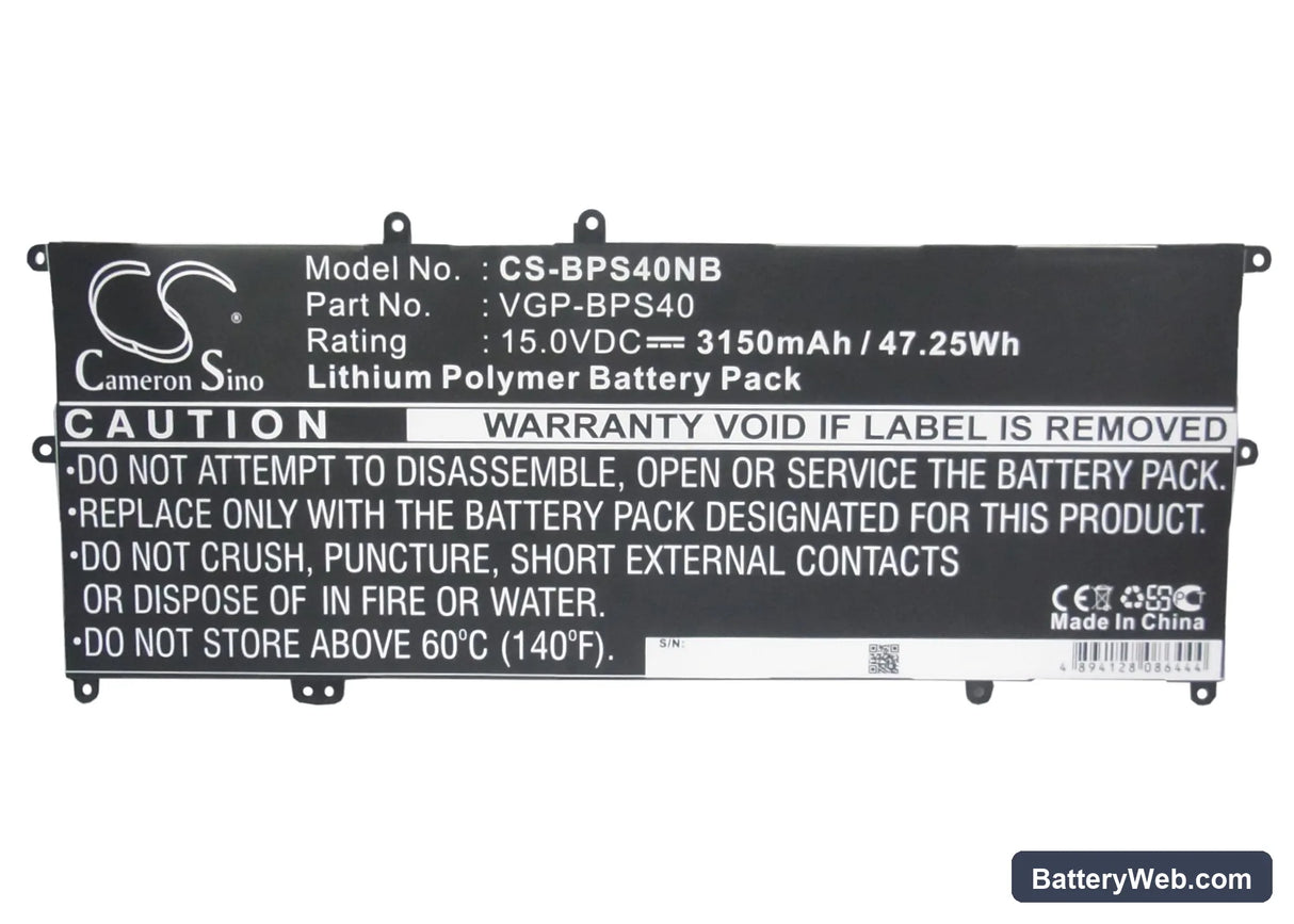 Sony VAIO Fit 15A Replacement Battery, 15V, 3150mAh, Li-Polymer 5