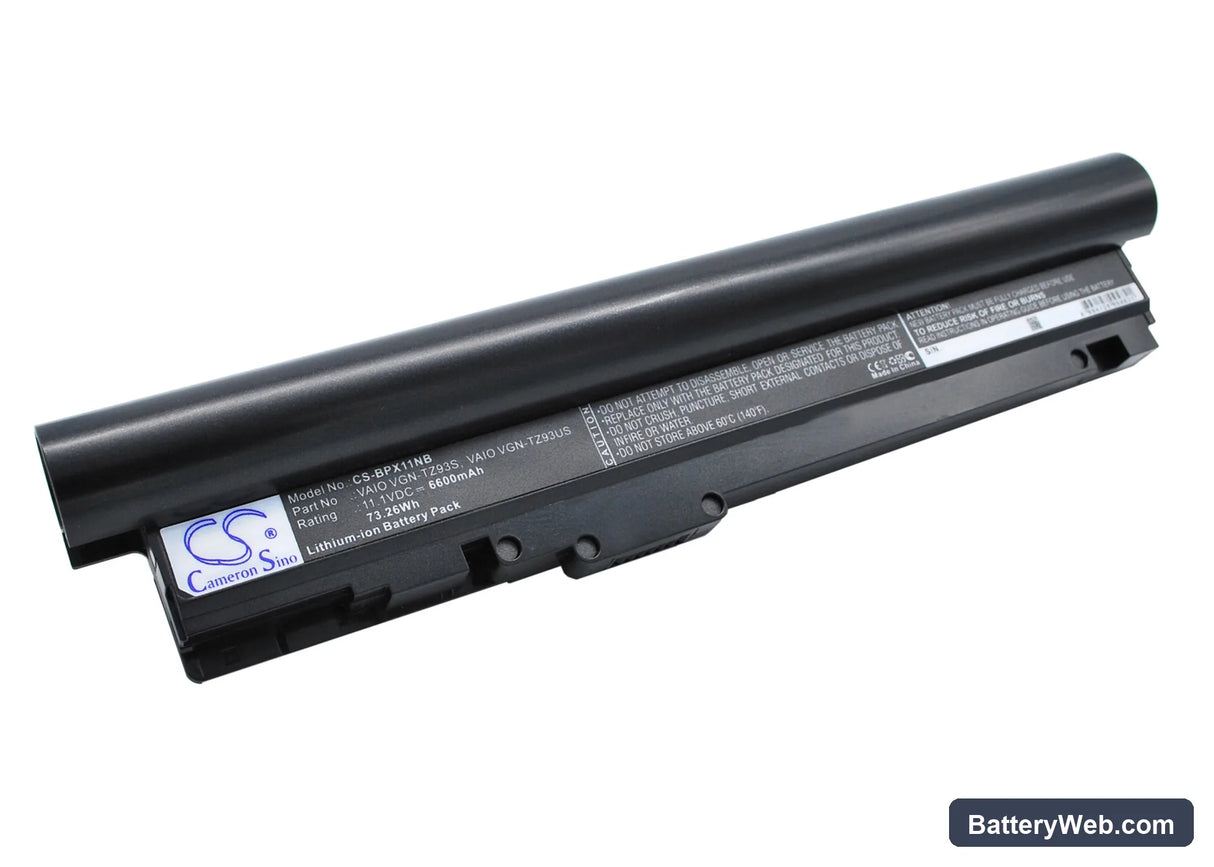 Sony VAIO VGN-TZ121 Replacement Battery, 11.1V, 6600mAh, Li-ion 2