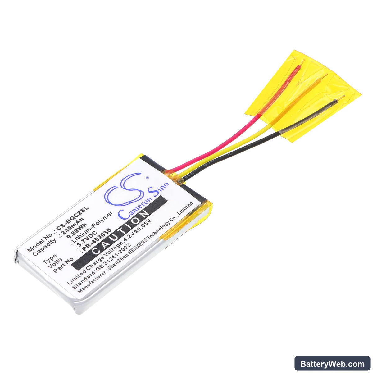 Bose QuietComfort 20 Replacement Battery, 3.7V, 240mAh, Li-Polymer 1