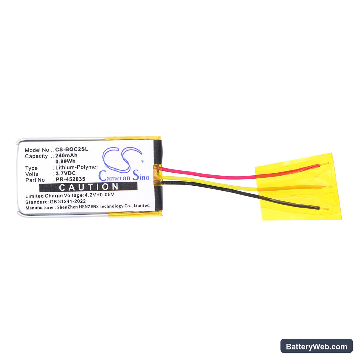 Bose QuietComfort 20 Replacement Battery, 3.7V, 240mAh, Li-Polymer 3