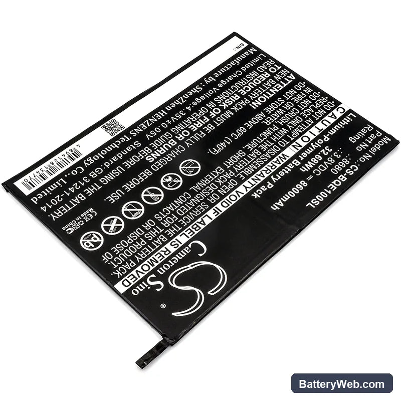 BQ E10 Replacement Battery, 3.8V, 8600mAh, Li-Polymer 2