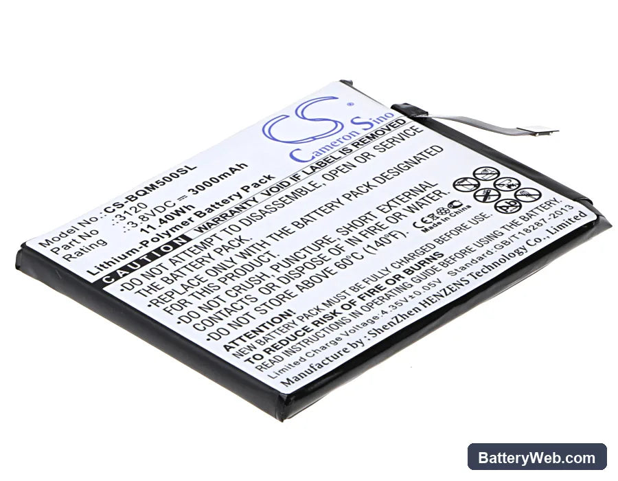 BQ Aquaris M5 Replacement Battery, 3.8V, 3000mAh, Li-Polymer 1