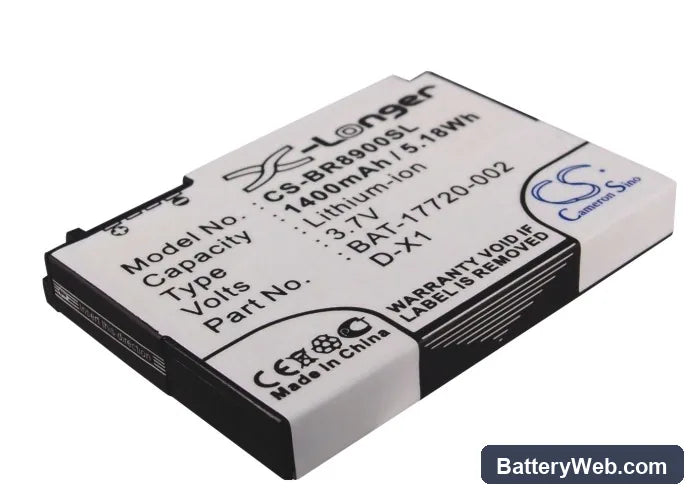 BlackBerry 8900 Replacement Battery, 3.7V, 1400mAh, Li-ion 1