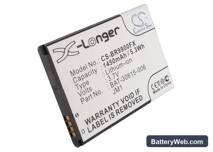 BlackBerry Bold Touch 9900 Replacement Battery, 3.7V, 1450mAh, Li-ion 5