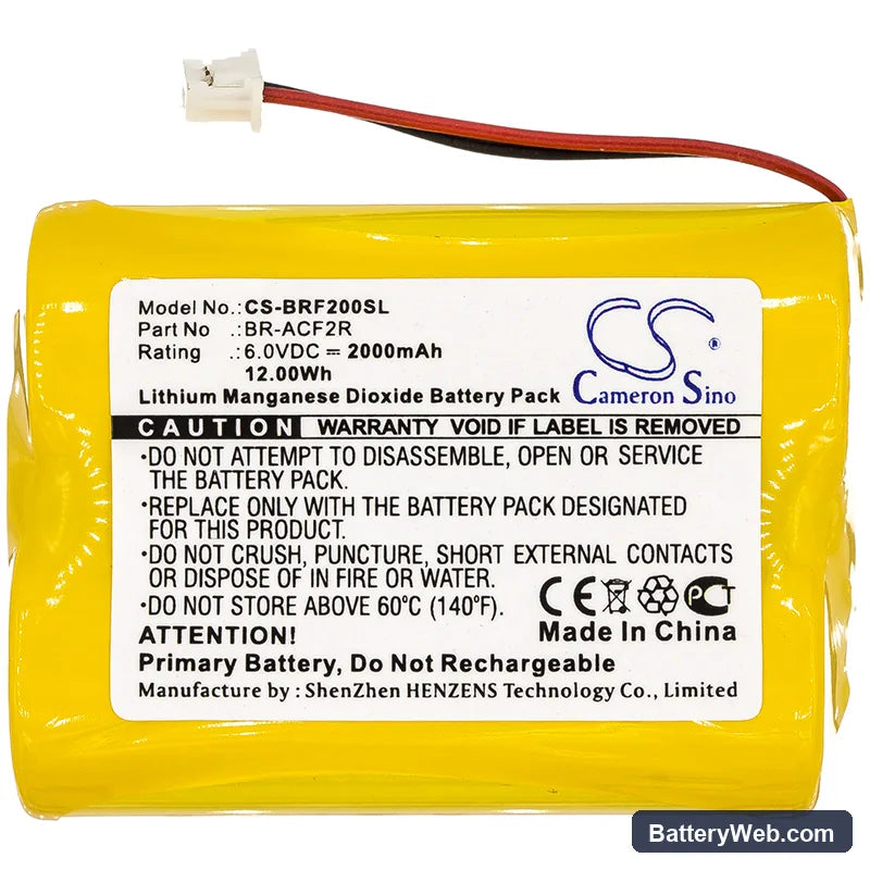 Panasonic BR-ACF2R Replacement Battery, 6V, 2000mAh, Li-MnO2 3