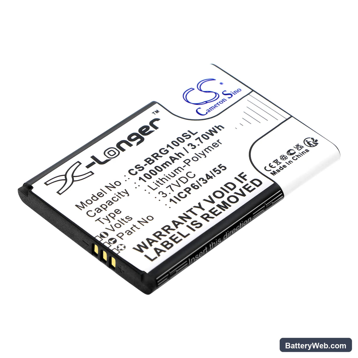 Brondi AMICO Gentile Replacement Battery, 3.7V, 1000mAh, Li-Polymer 1
