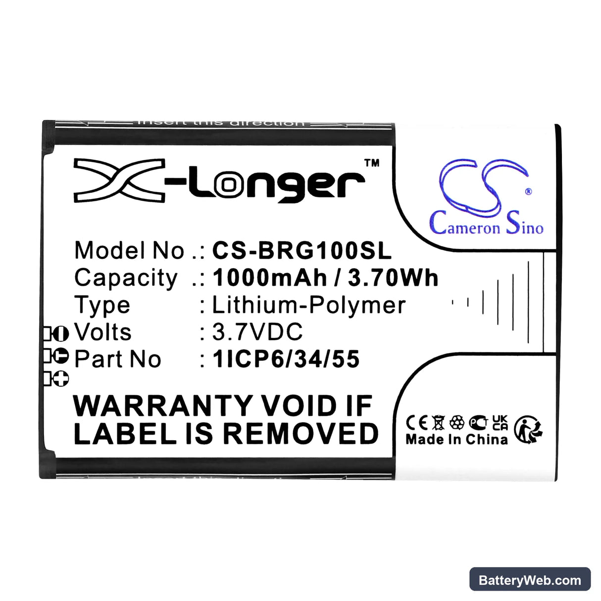 Brondi AMICO Gentile Replacement Battery, 3.7V, 1000mAh, Li-Polymer 3