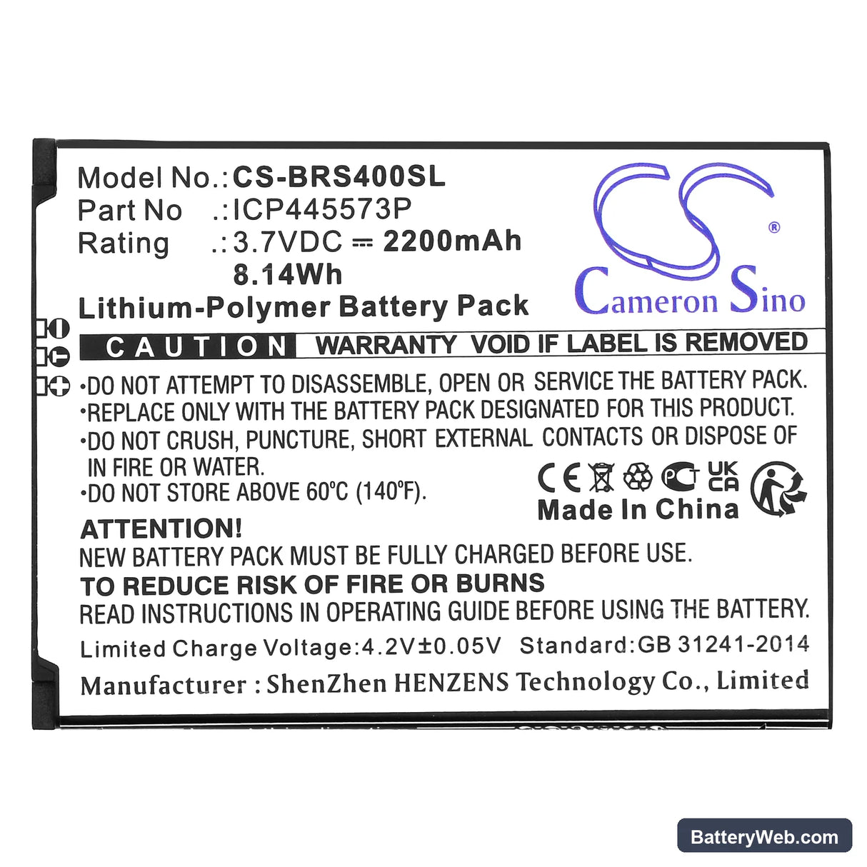Brondi SMARTPHONE 4G Replacement Battery, 3.7V, 2200mAh, Li-Polymer 3