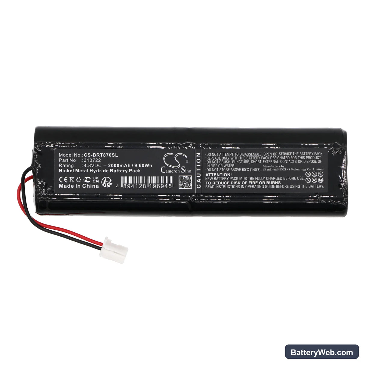 Bartec Benke 6728-70 Serie C Replacement Battery, 4.8V, 2000mAh, Ni-MH 3