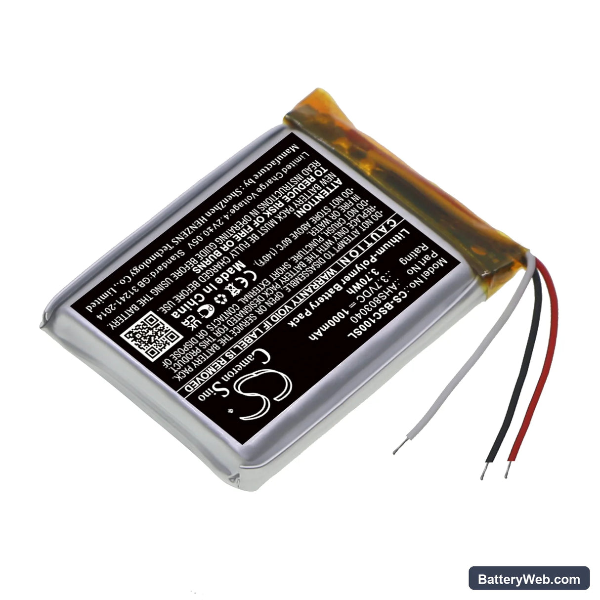 Bose SoundWear Companion Replacement Battery, 3.7V, 1000mAh, Li-Polymer 2