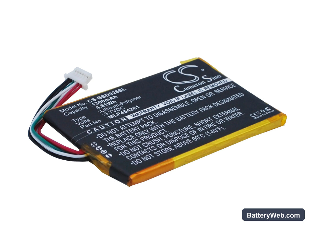 Bambook SD928+ Replacement Battery, 3.7V, 1300mAh, Li-Polymer 1