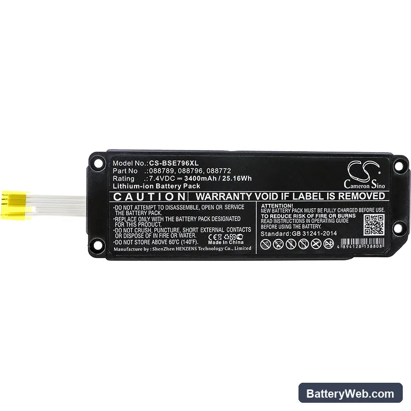 Bose Soundlink Mini 2 Replacement Battery, 7.4V, 3400mAh, Li-ion 3