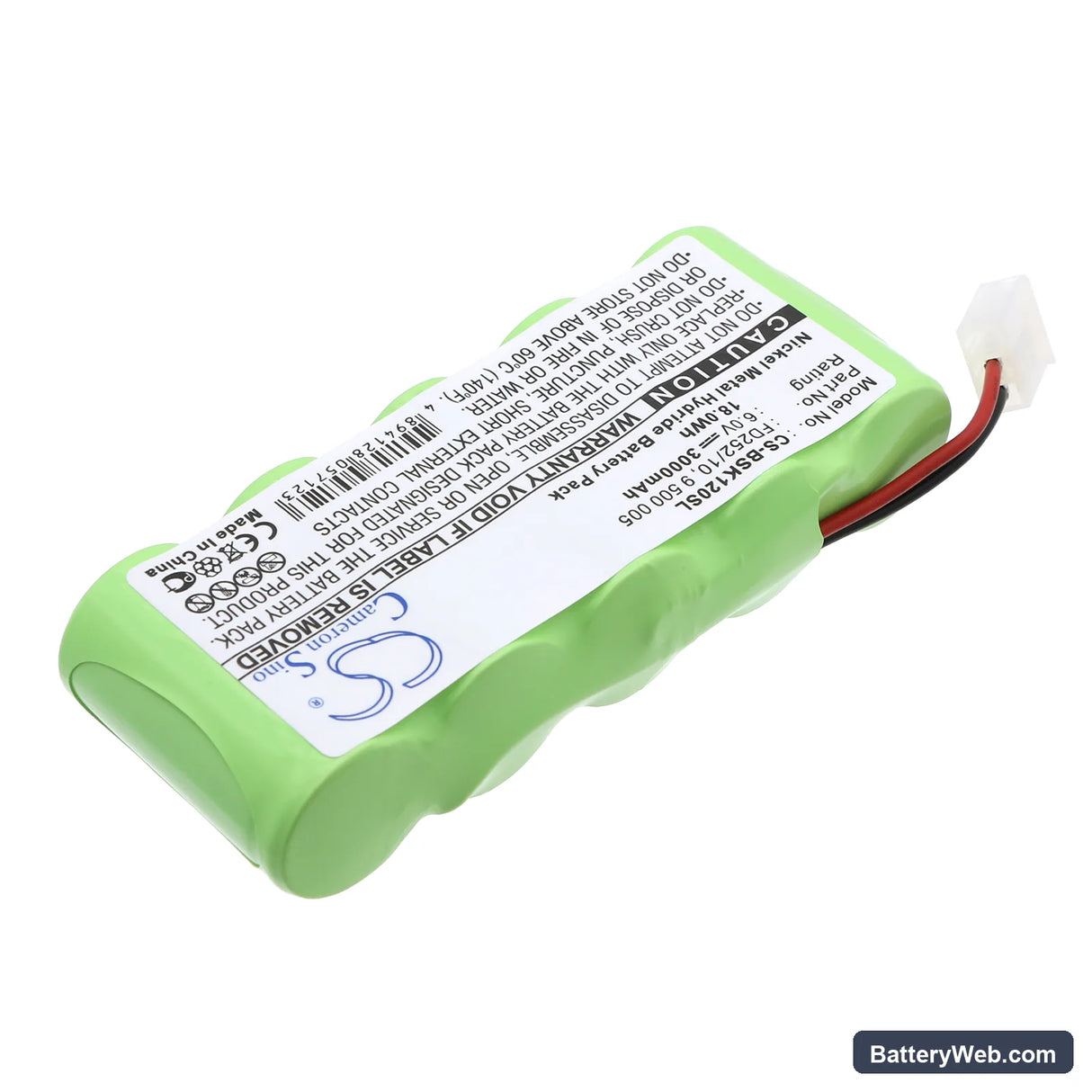 Somfy D14 Replacement Battery, 6V, 3000mAh, Ni-MH 2
