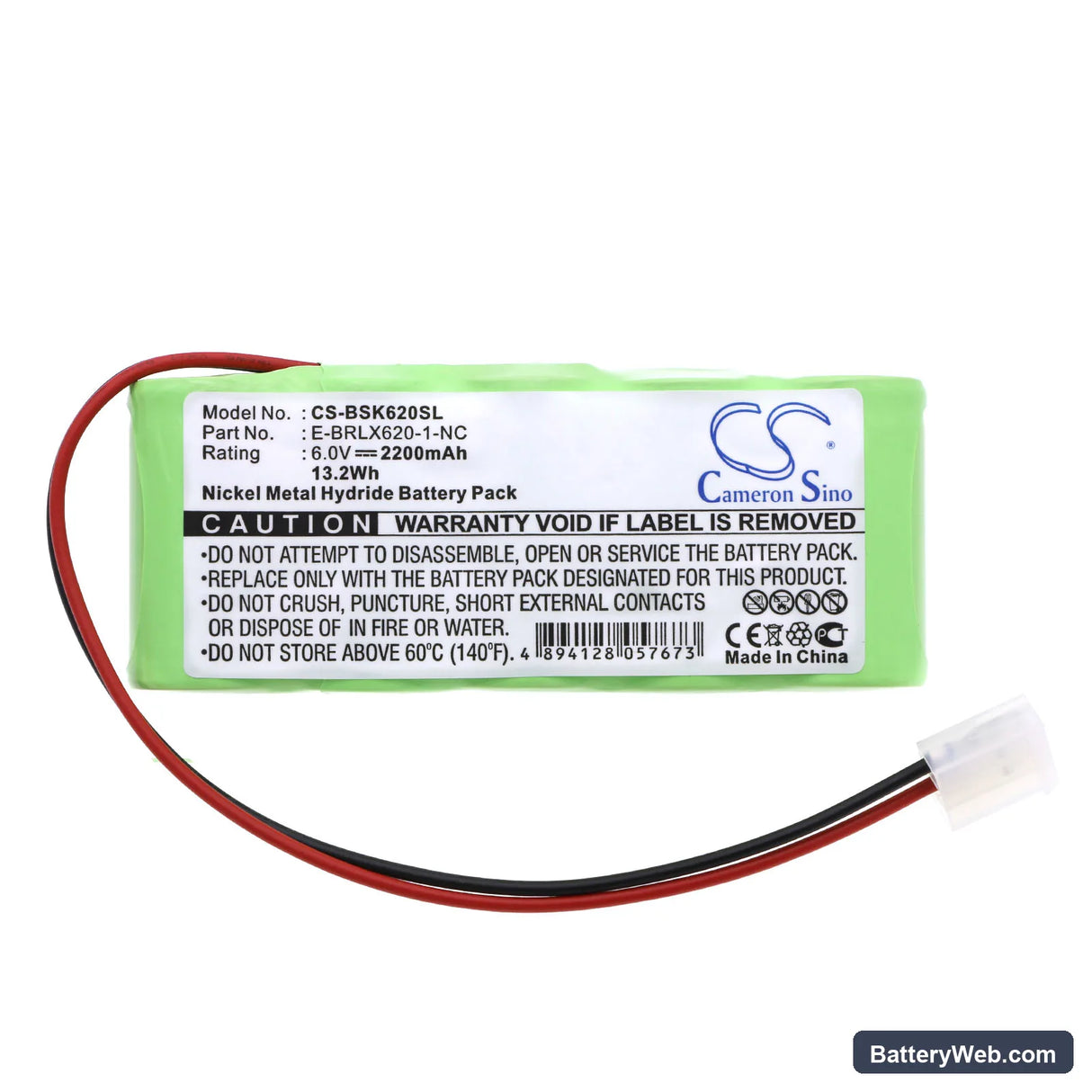 Somfy BD5000 Replacement Battery, 6V, 2200mAh, Ni-MH 3