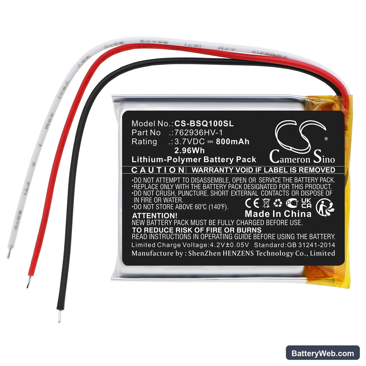 Bose QuietComfort Earbuds Charging Case Replacement Battery, 3.7V, 800mAh, Li-Polymer 3